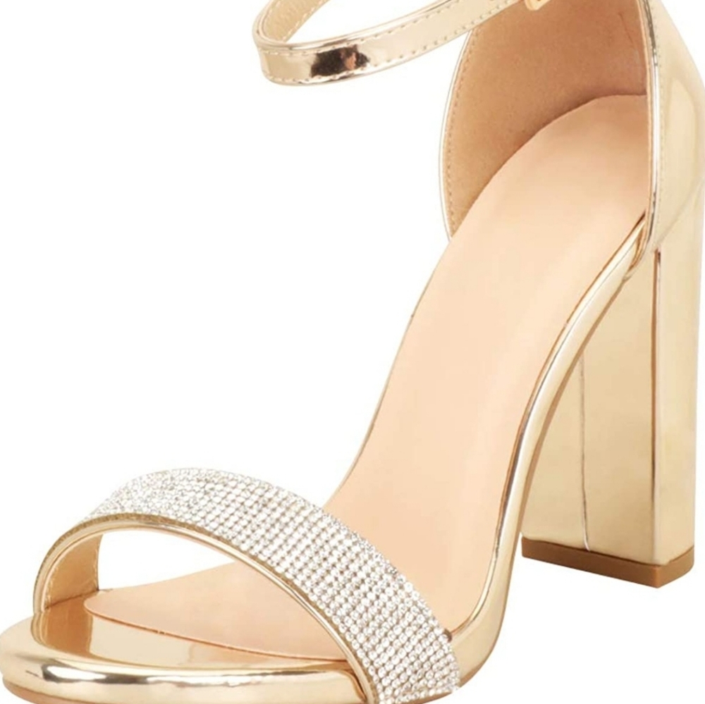 Gold Glitter Diamond High Heels